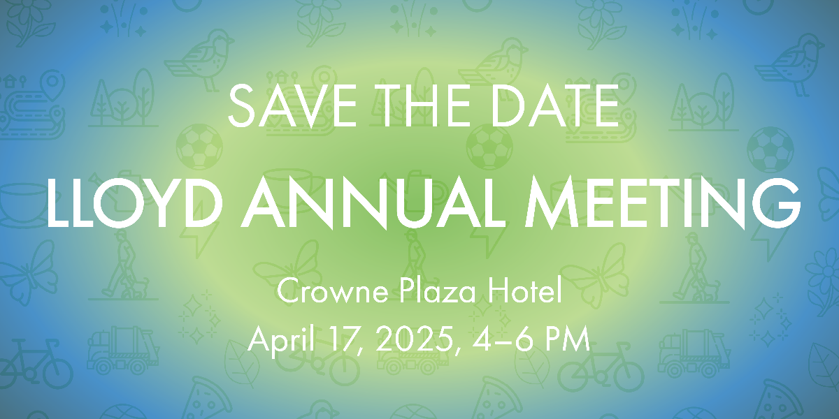 Graphic with the words "Save the Date: Lloyd Annual Meeting"