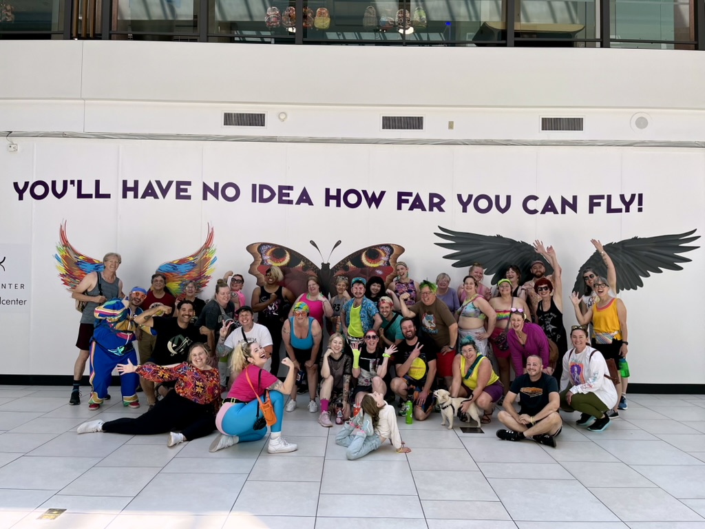A large group of people posing for a photo
