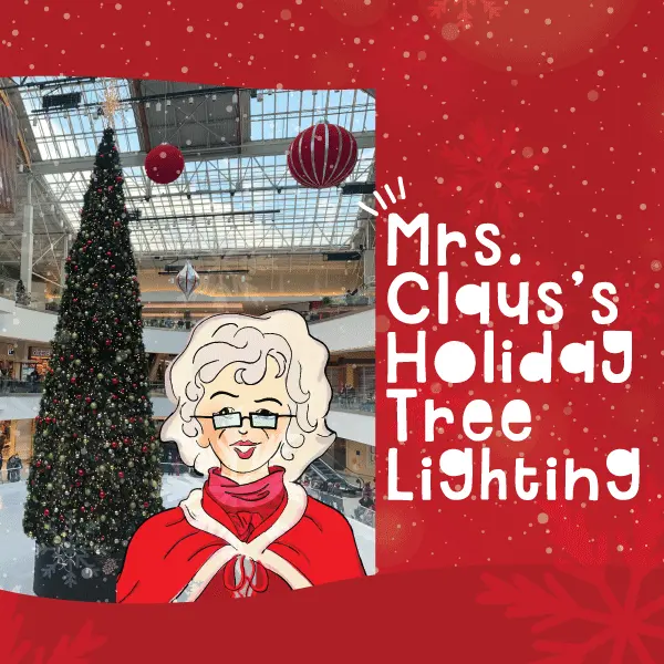 Mrs. Claus's Holiday Tree Lighting flyer