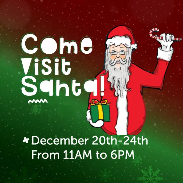 Come Visit Santa! December 20th - 24th from 11 am to 6 pm
