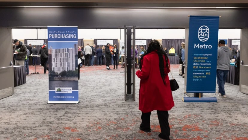 The entrance at Oregon Convention Center for the Small Business Open House