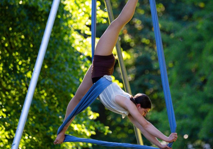 A person performing an aerial dance