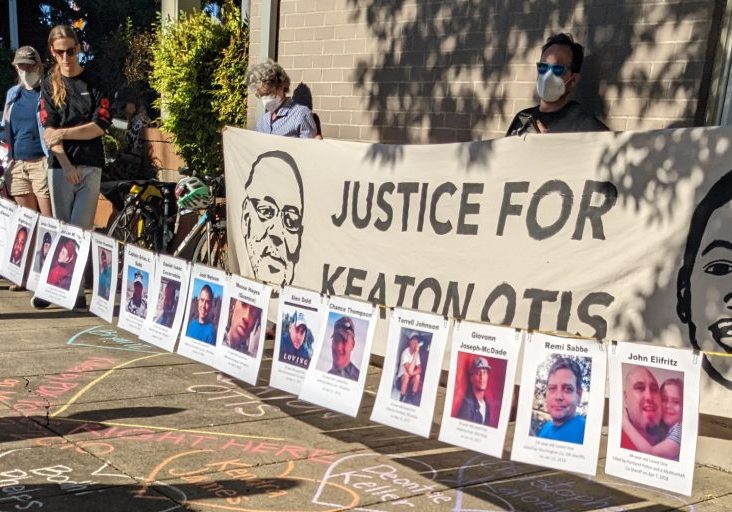 A photo of a memorial dedicated to victims of police shootings.