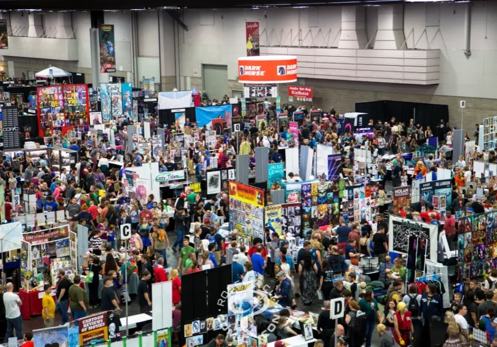 A crowd of people at Rose City Comic Con.