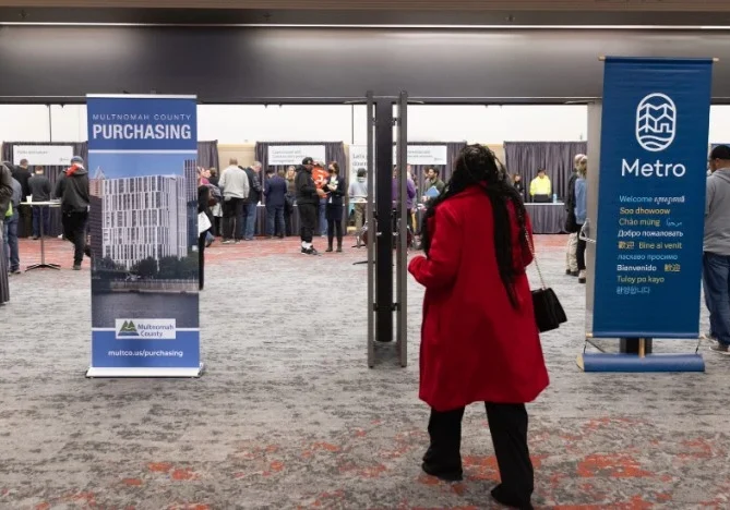 The entrance at Oregon Convention Center for the Small Business Open House