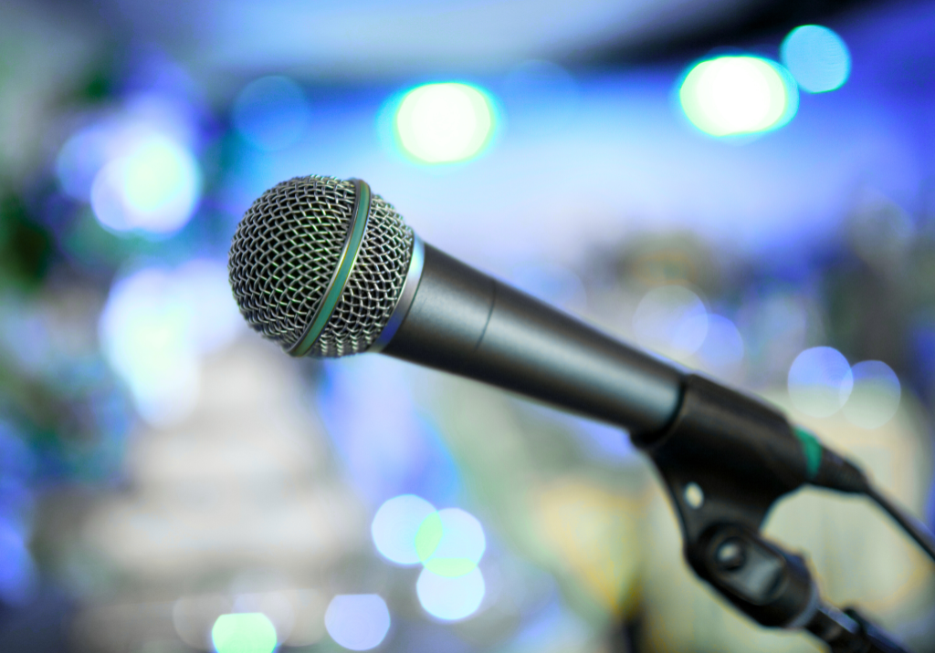 a photo of a wired mic on a stand